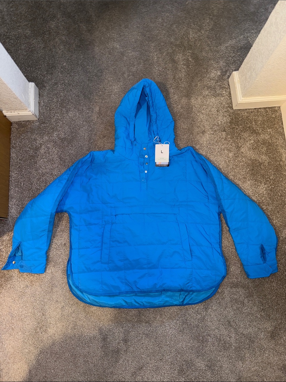 Women's Hooded Puffer Pullover - Bright Blue